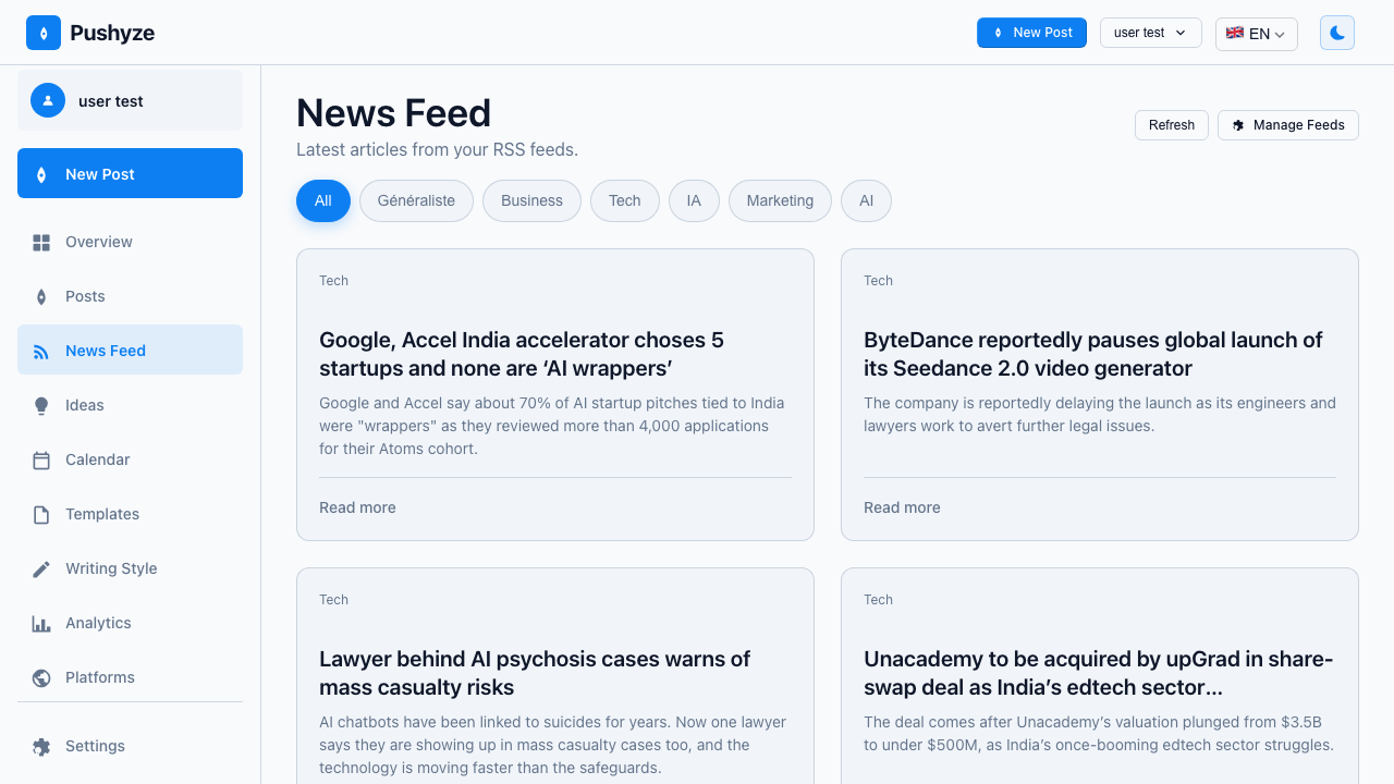 Du fil d'actu au contenu